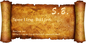 Sperling Bálint névjegykártya